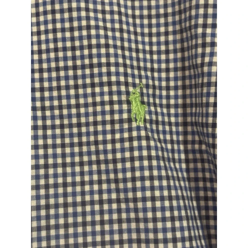 Polo Ralph Lauren Youth XL 18-20 Blue Check Button Down Long Sleeve Shirt